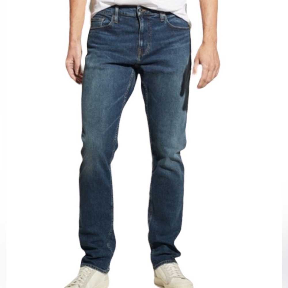 VINCE Selvedge Japanese Denim Slim Straight Leg Jeans in Dark Rinse Wash